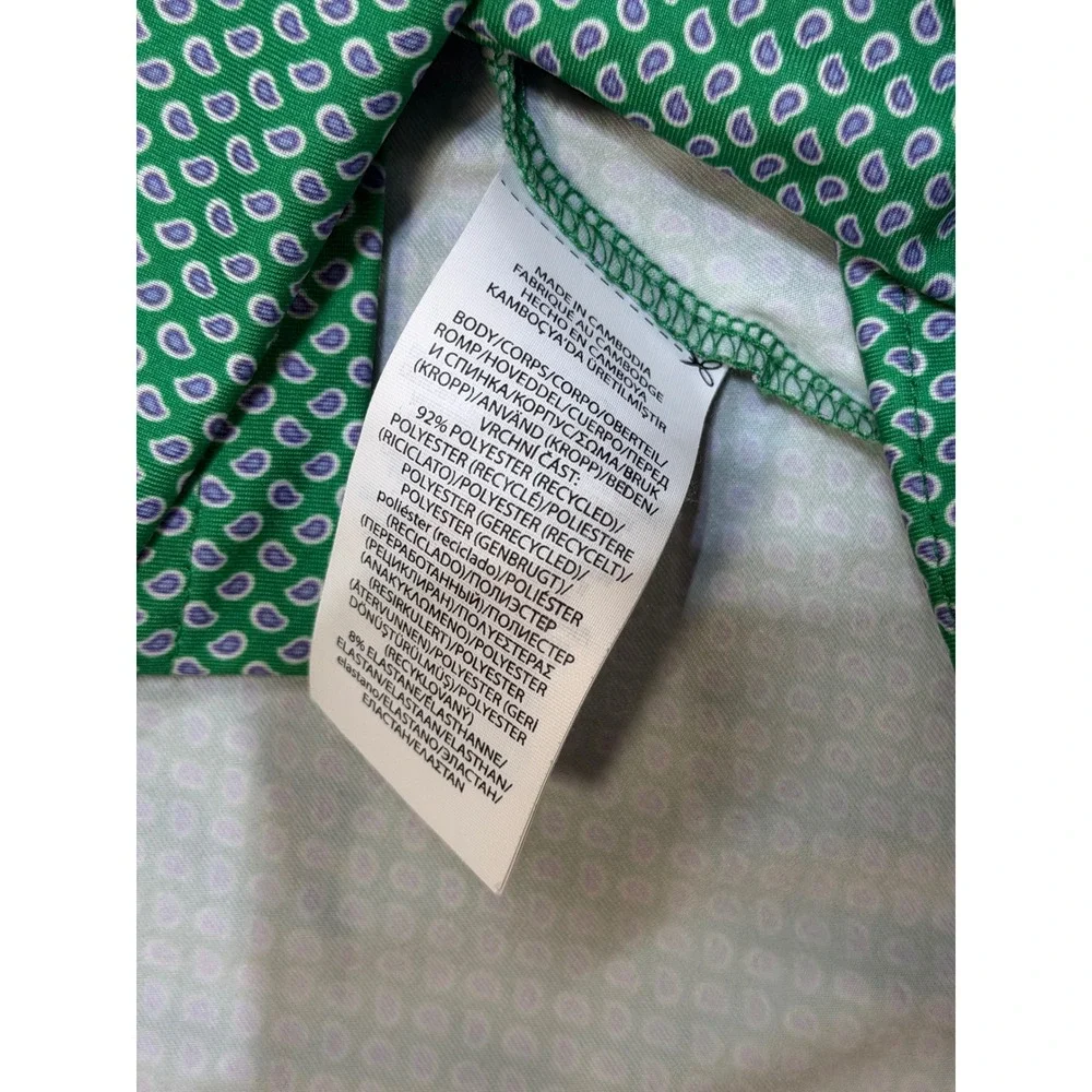 Polo Ralph Lauren Performance Mens 2XB Green Paisley Short Sleeve Polo Shirt